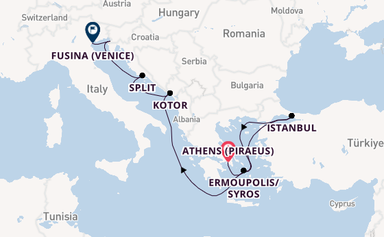 Mediterranean Sea from Athens (Piraeus), Greece with the EXPLORA II