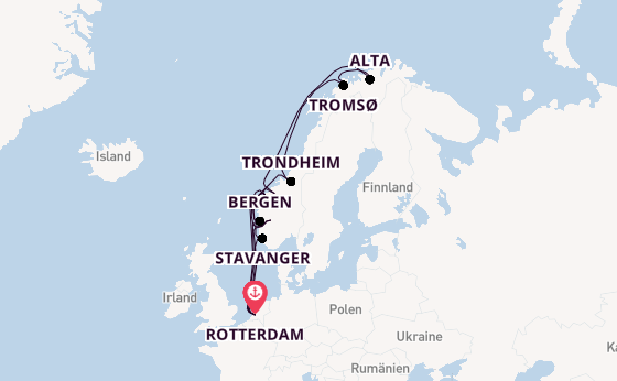 Norwegen ab Rotterdam, Niederlande auf der Nieuw Statendam