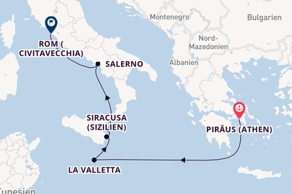 Westliches Mittelmeer ab Piräus (Athen), Griechenland auf der Azamara Onward