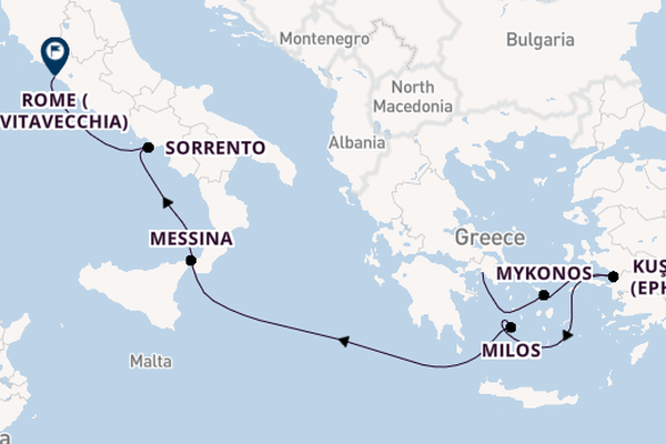 Mediterranean from Piraeus (Athens), Greece with the Seven Seas Prestige