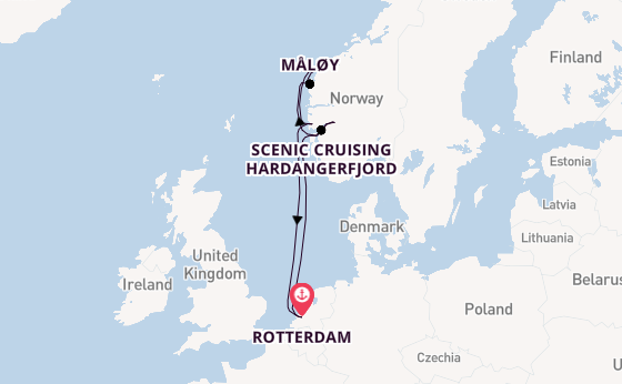 Noorwegen vanaf Rotterdam, Nederland met de Rotterdam