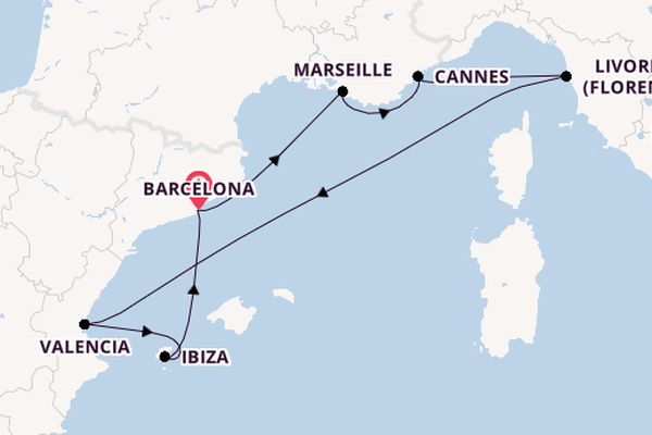 Western Mediterranean from Barcelona, Spain with the Resilient Lady