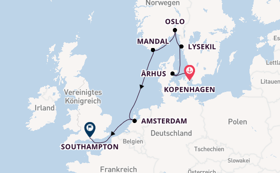 Norwegen ab Kopenhagen, Dänemark auf der EXPLORA IV