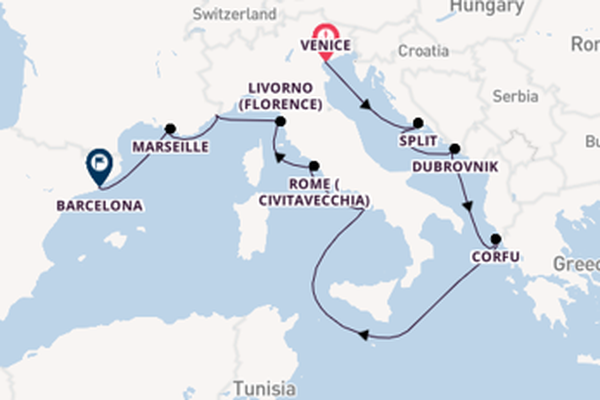 Mediterranean Sea from Venice, Italy with the Viking Sea