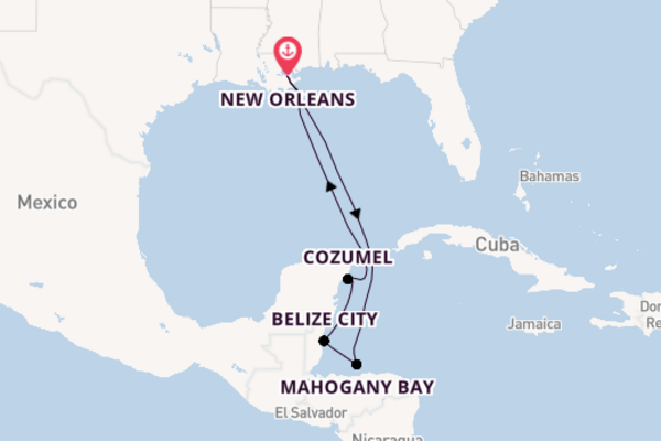 Cruise naar New Orleans via Belize City