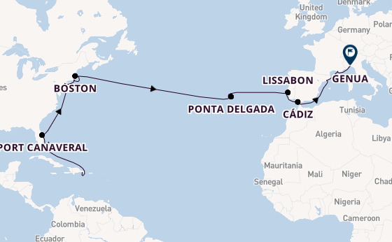 trans-Atlantisch vanaf La Romana, Dominicaanse Republiek met de Costa Fascinosa