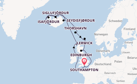 Britische Inseln ab Southampton, Großbritannien auf der EXPLORA IV