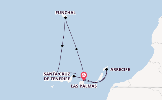 Canarische Eilanden vanaf Las Palmas, Gran Canaria, Spanje met de Mein Schiff Relax