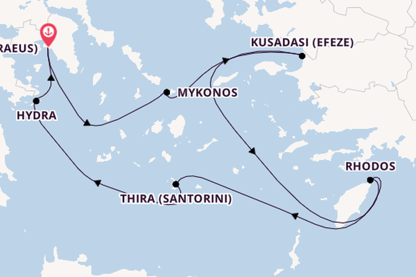Oostelijke Middellandse Zee vanaf Athene (Piraeus), Griekenland met de Celebrity Infinity