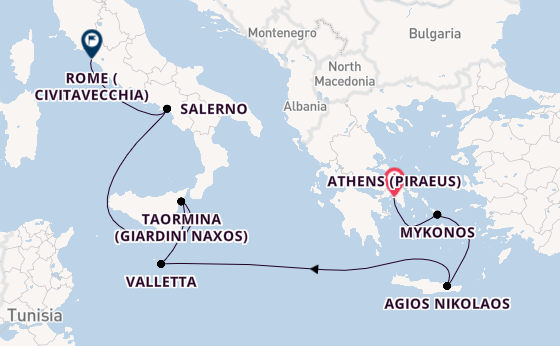 Mediterranean Sea from Athens (Piraeus), Greece with the Silver Dawn