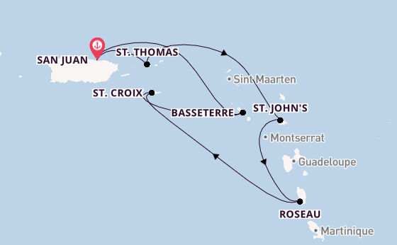 Caribbean vanaf San Juan, Puerto Rico met de Vision of the Seas