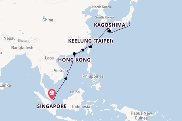 Japan from Singapore, Singapore with the Navigator of the Seas 