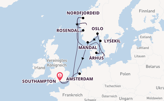 Norwegen ab Southampton, Großbritannien auf der EXPLORA IV