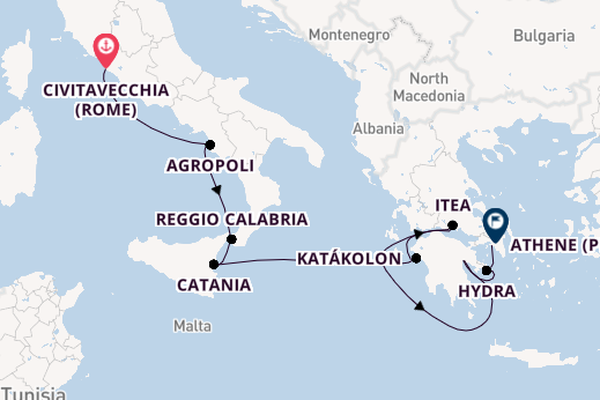 Middellandse Zee vanaf Civitavecchia (Rome), Italië met de Le Laperouse