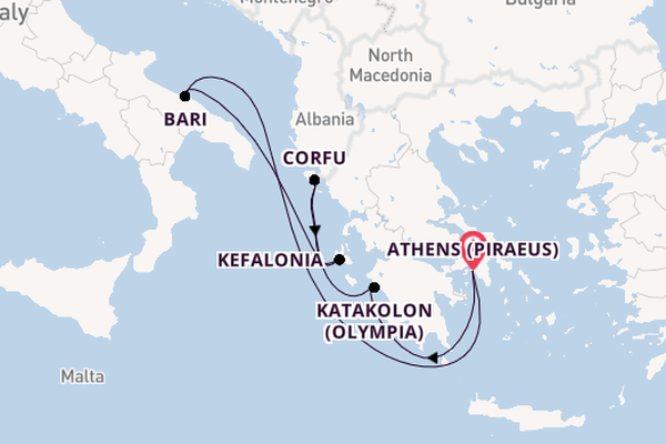 Eastern Mediterranean from Athens (Piraeus), Greece with the MSC Sinfonia