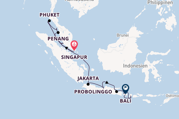 Südostasien ab Singapur, Singapur auf der Marina