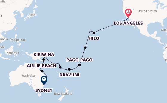 Transpacifisch vanaf Los Angeles, Verenigde Staten met de Coral Princess