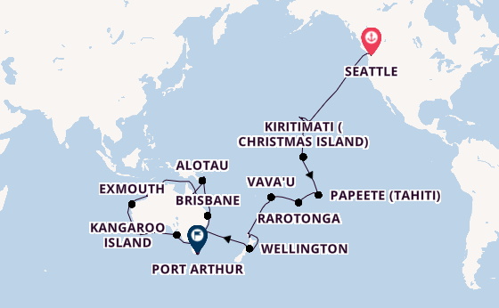 Transpazifik ab Seattle, USA auf der Noordam