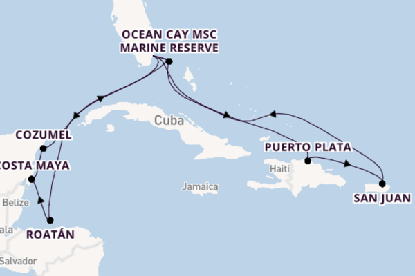 Caribbean from Miami, Florida with the MSC World America