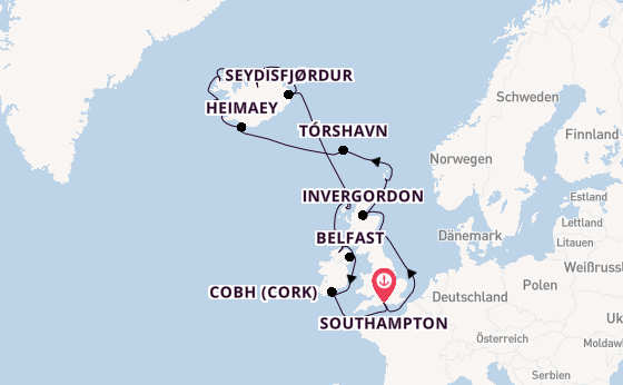 Britische Inseln ab Southampton, Großbritannien auf der Seven Seas Voyager