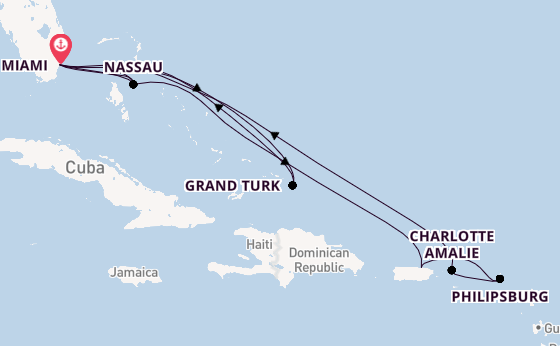 Caribbean from Miami, Florida with the MSC Meraviglia