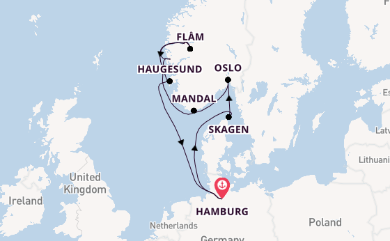 Noorwegen vanaf Hamburg, Duitsland met de VASCO DA GAMA