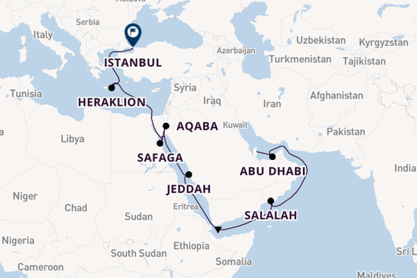 Midden-Oosten vanaf Doha, Qatar met de Aurelia