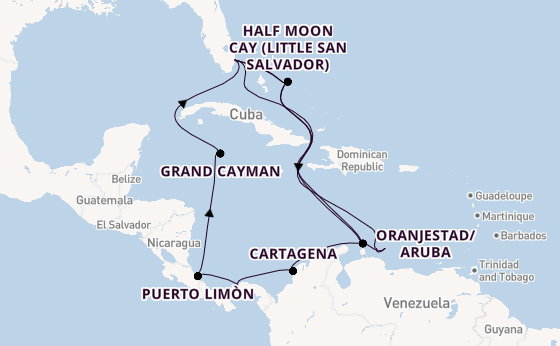 Caribbean from Fort Lauderdale (Port Everglades), Florida, USA with the Oosterdam