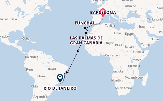 Transatlantic from Barcelona, Spain with the MSC Virtuosa