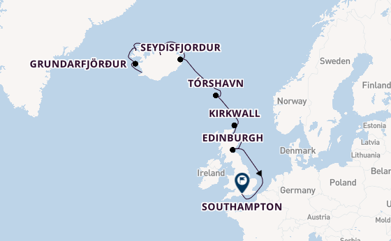 Arctic Ocean from Reykjavik, Iceland with the Seven Seas Mariner