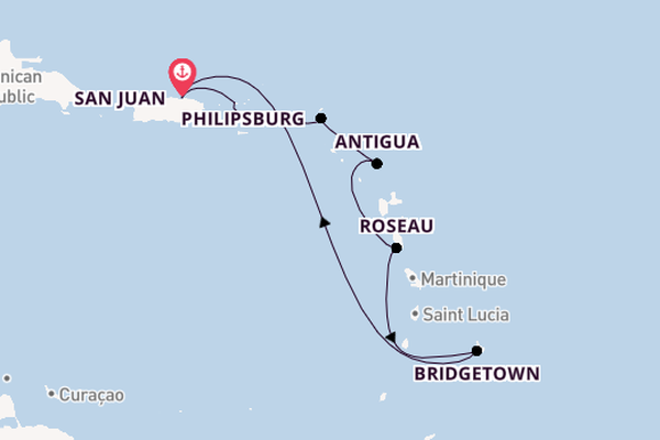 Caribbean vanaf San Juan, Puerto Rico met de Grand Princess
