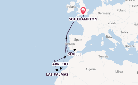 Canary Islands from Southampton, England with the Queen Victoria