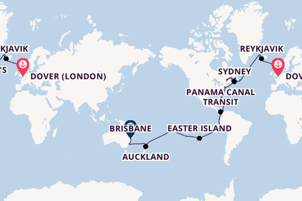 World Cruise from Dover (London), England, United Kingdom with the Crown Princess