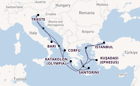 Mediterranean Sea from Athens (Piraeus), Greece with the MSC Fantasia