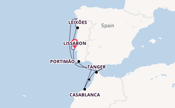 Portugal vanaf Lissabon, Portugal met de Silver Ray