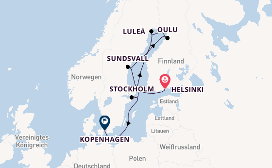 Ostsee ab Helsinki, Finnland auf der Insignia