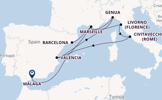 Westelijke Middellandse Zee vanaf Barcelona, Spanje met de MSC Sinfonia