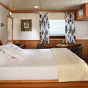 Come aboard the undefined and discover one of 4 cabin categories on a total of 3 decks that can accommodate 40 passengers. Choose your dream cabin and feel at home on board the undefined!