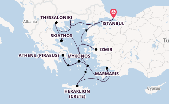 Eastern Mediterranean from Istanbul, Turkey with the Seven Seas Splendor