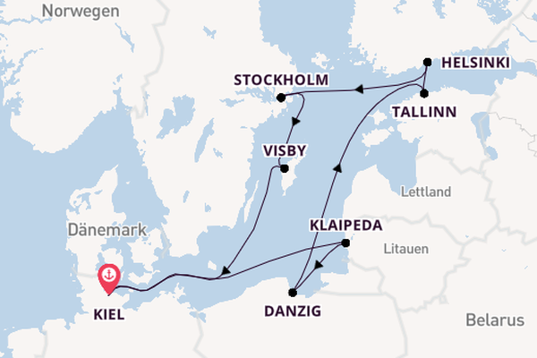 Ostsee ab Kiel, Deutschland auf der Mein Schiff 1