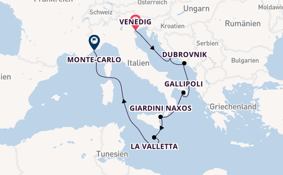 Mittelmeer ab Venedig, Italien auf der Silver Ray