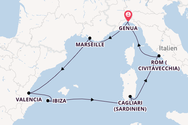 Westliches Mittelmeer ab Genua, Italien auf der MSC Musica