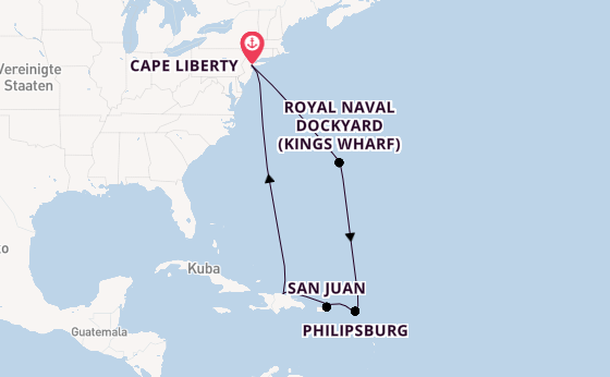 Karibik ab Cape Liberty, New Jersey auf der Independence of the Seas