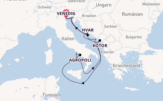 Mittelmeer ab Venedig, Italien auf der Silver Ray