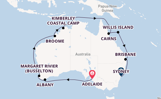 Australië vanaf Adelaide, Australië met de Grand Princess