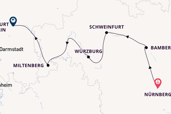 Main vanaf Nürnberg, Duitsland met de A-ROSA CLEA
