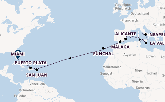 Transatlantik ab Civitavecchia (Rom), Italien auf der Marina