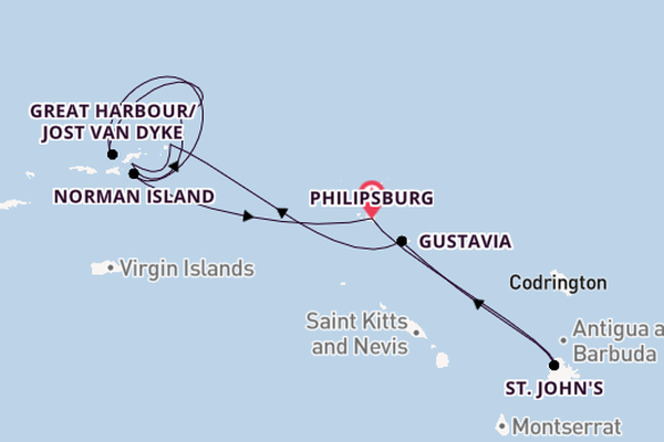 Oostelijke Caraïben vanaf Philipsburg, St. Maarten, Nederlandse Antillen met de Sea Cloud II