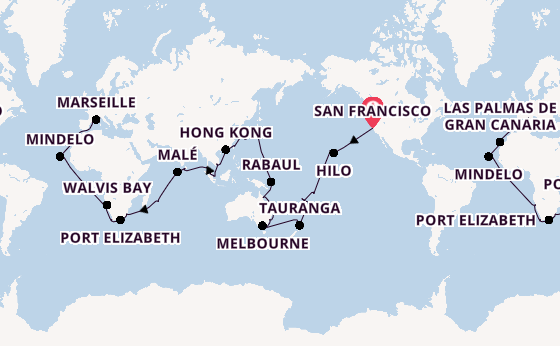 World Cruise from San Francisco, California with the Costa Deliziosa