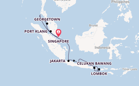 Zuidoost-Azië vanaf Singapore, Singapore met de Nautica